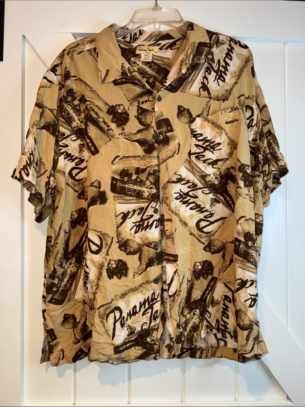Panama Jack Tan and Dark Brown Graphic Short-Sleeve Button-Down Shirt